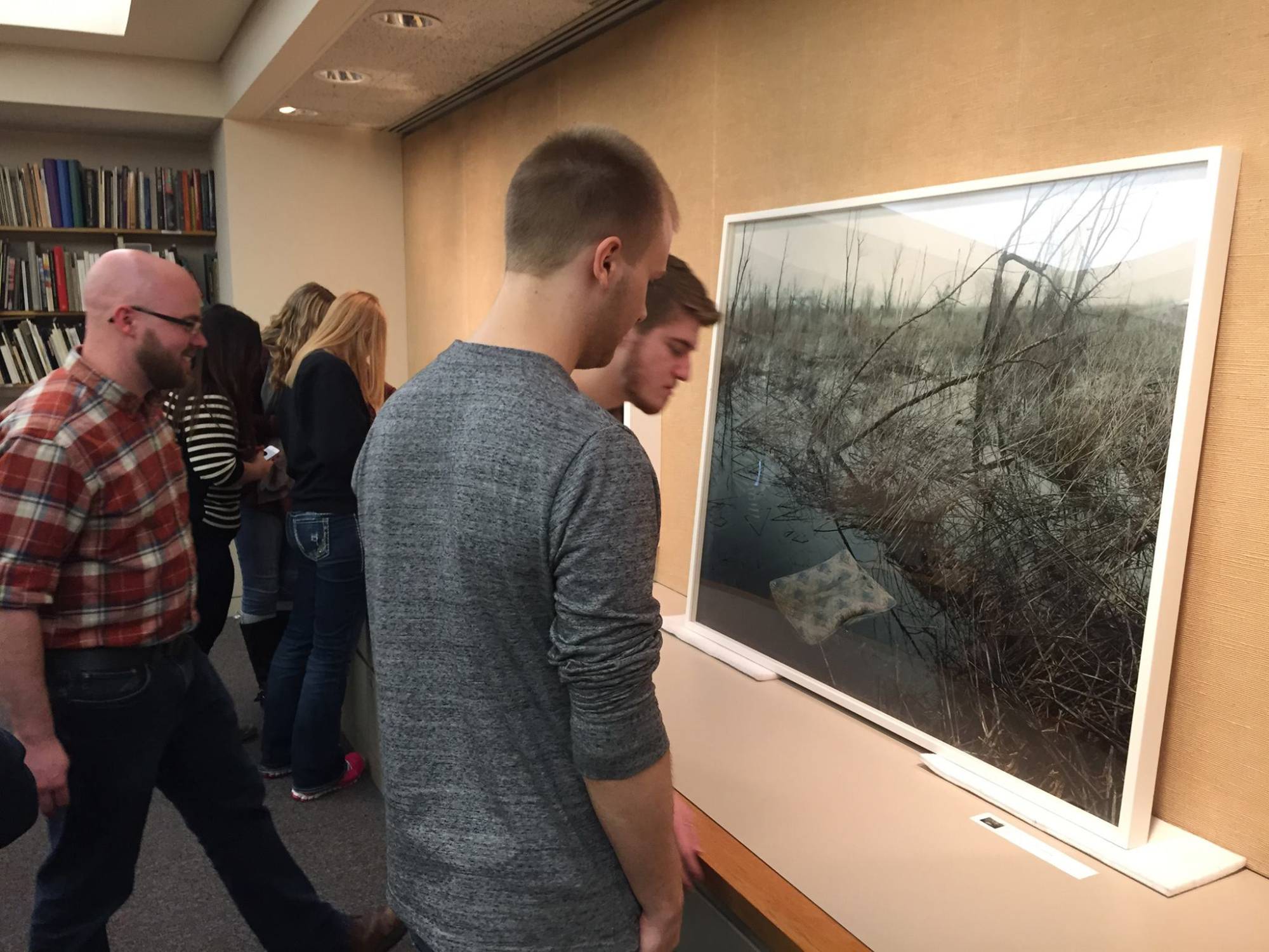 looking at original artwork at the Art Institute